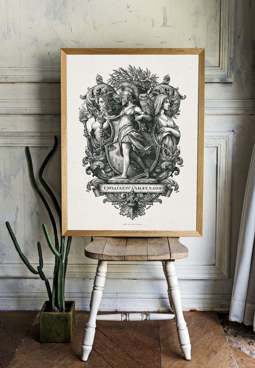 Greek Mythology Crest Illustration Poster. — room view 1