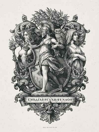 Greek Mythology Crest Illustration Poster.