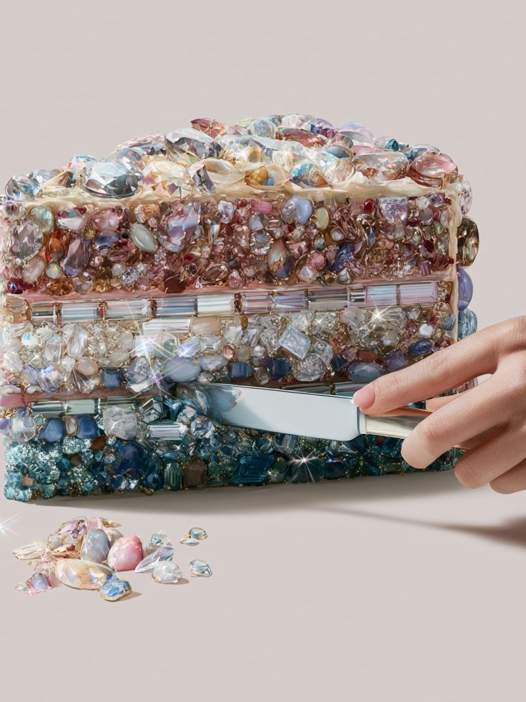 Crystal Cake Slice Illustration Poster. poster — illustration art