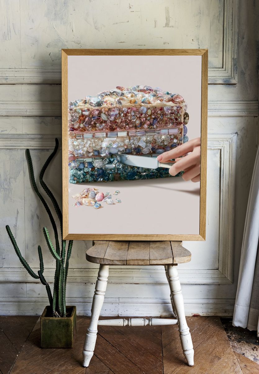 Crystal Cake Slice Illustration Poster. room preview