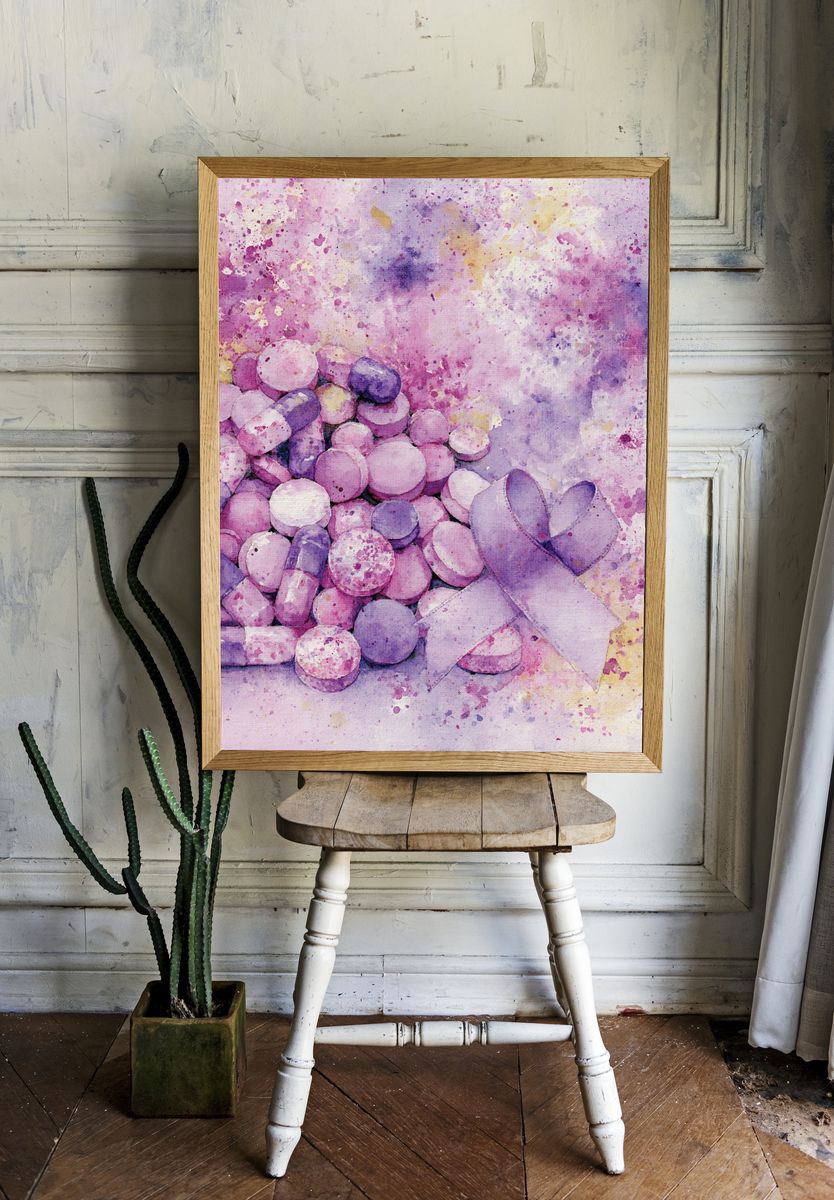 Pastel Pills Watercolor Poster. — room view 1