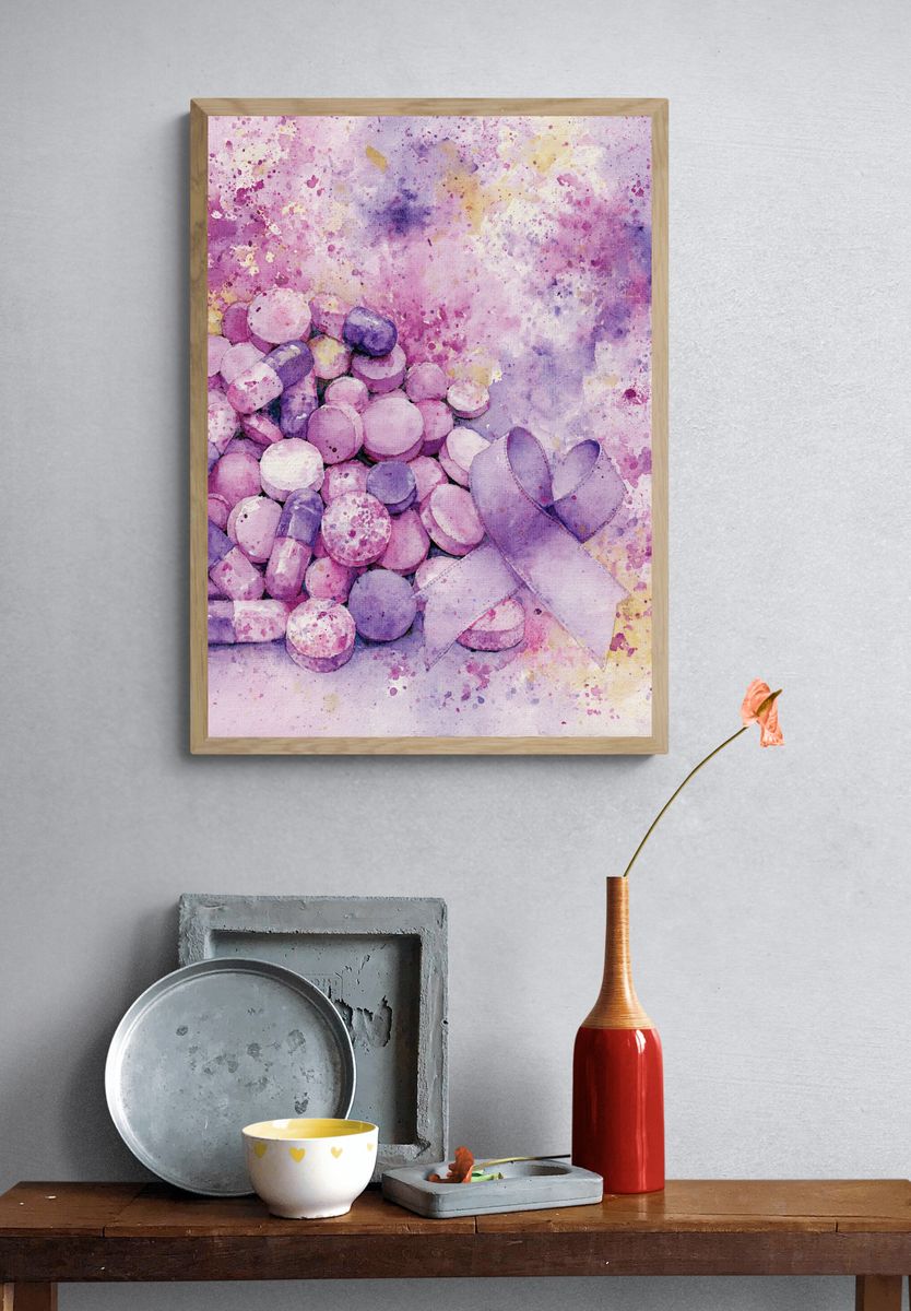 Pastel Pills Watercolor Poster. — room view 3