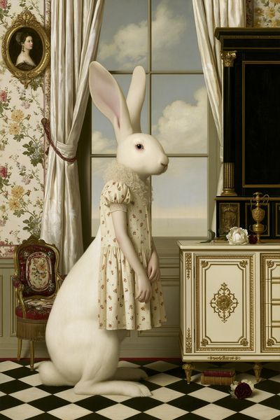Surreal Rabbit Portrait Print.