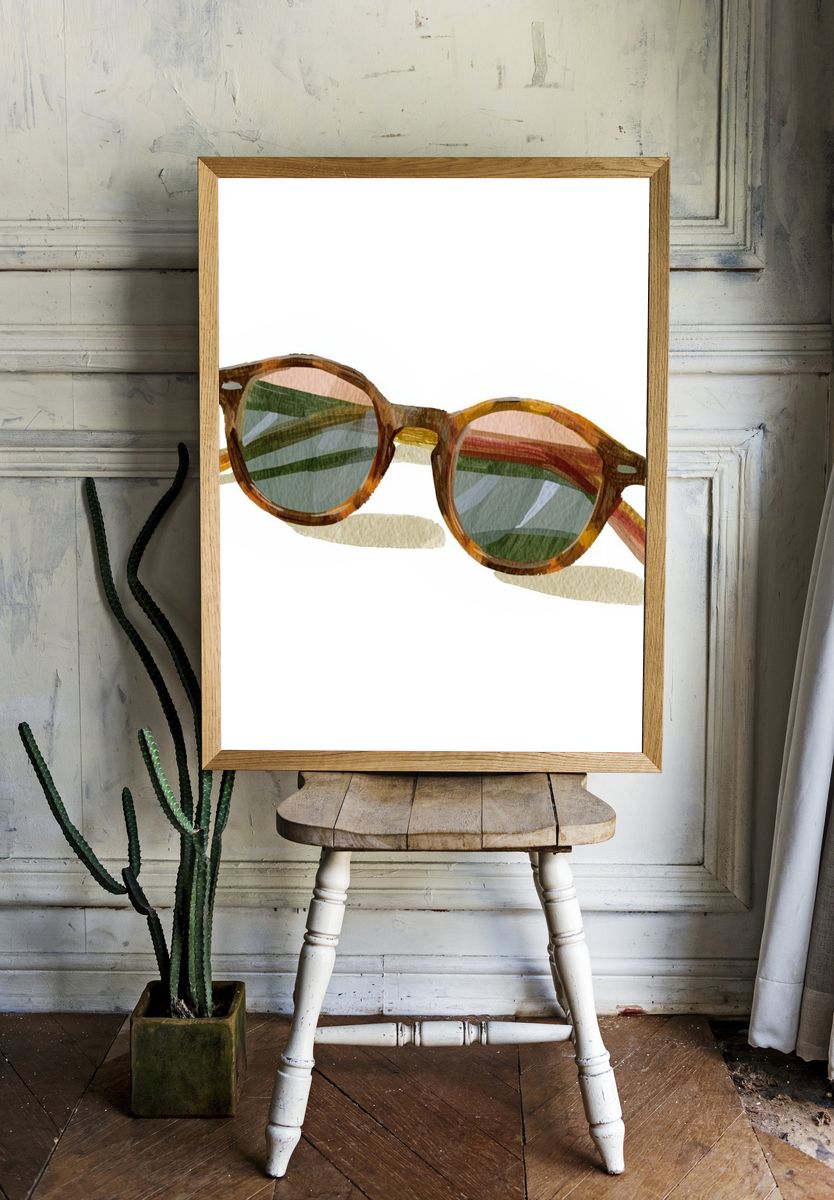 Watercolor Sunglasses Illustration Poster. — room view 1
