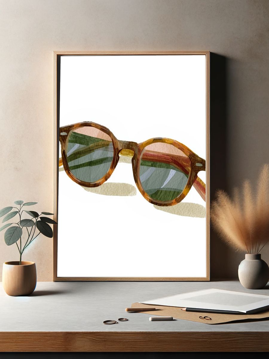 Watercolor Sunglasses Illustration Poster. — room view 2