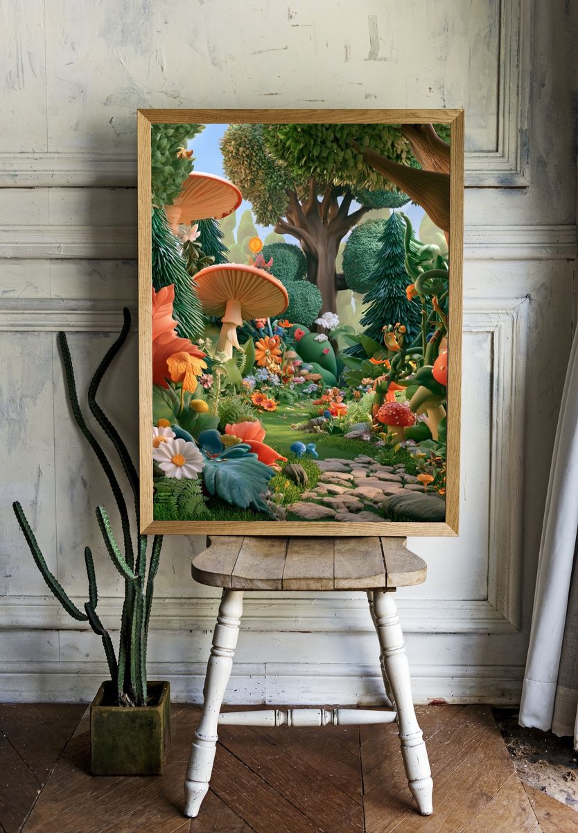Enchanted Forest Garden Illustration Poster. room preview