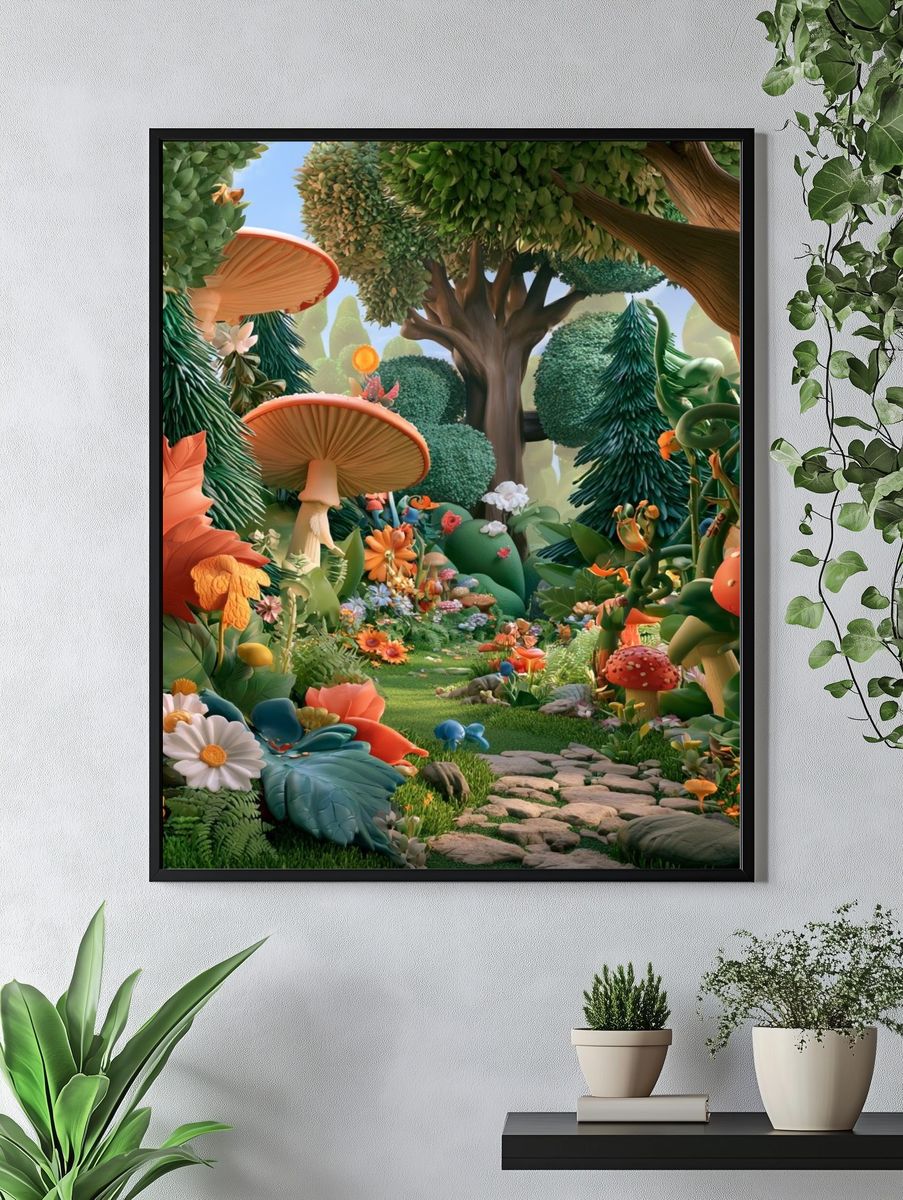 Enchanted Forest Garden Illustration Poster. — room view 4