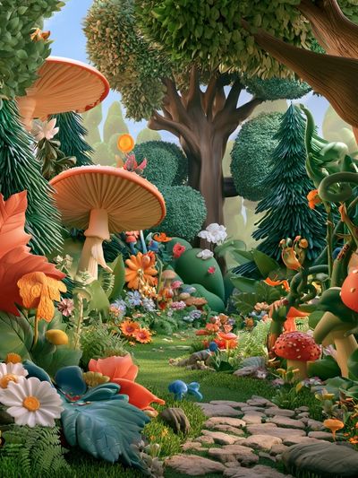 Enchanted Forest Garden Illustration Poster. poster