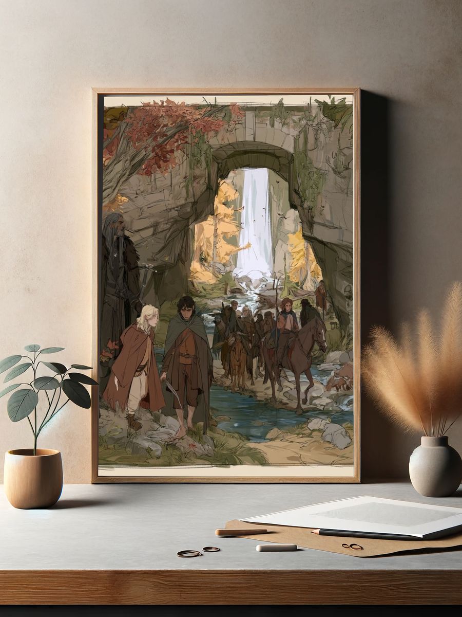 Fantasy Travelers Waterfall Print. — room view 2