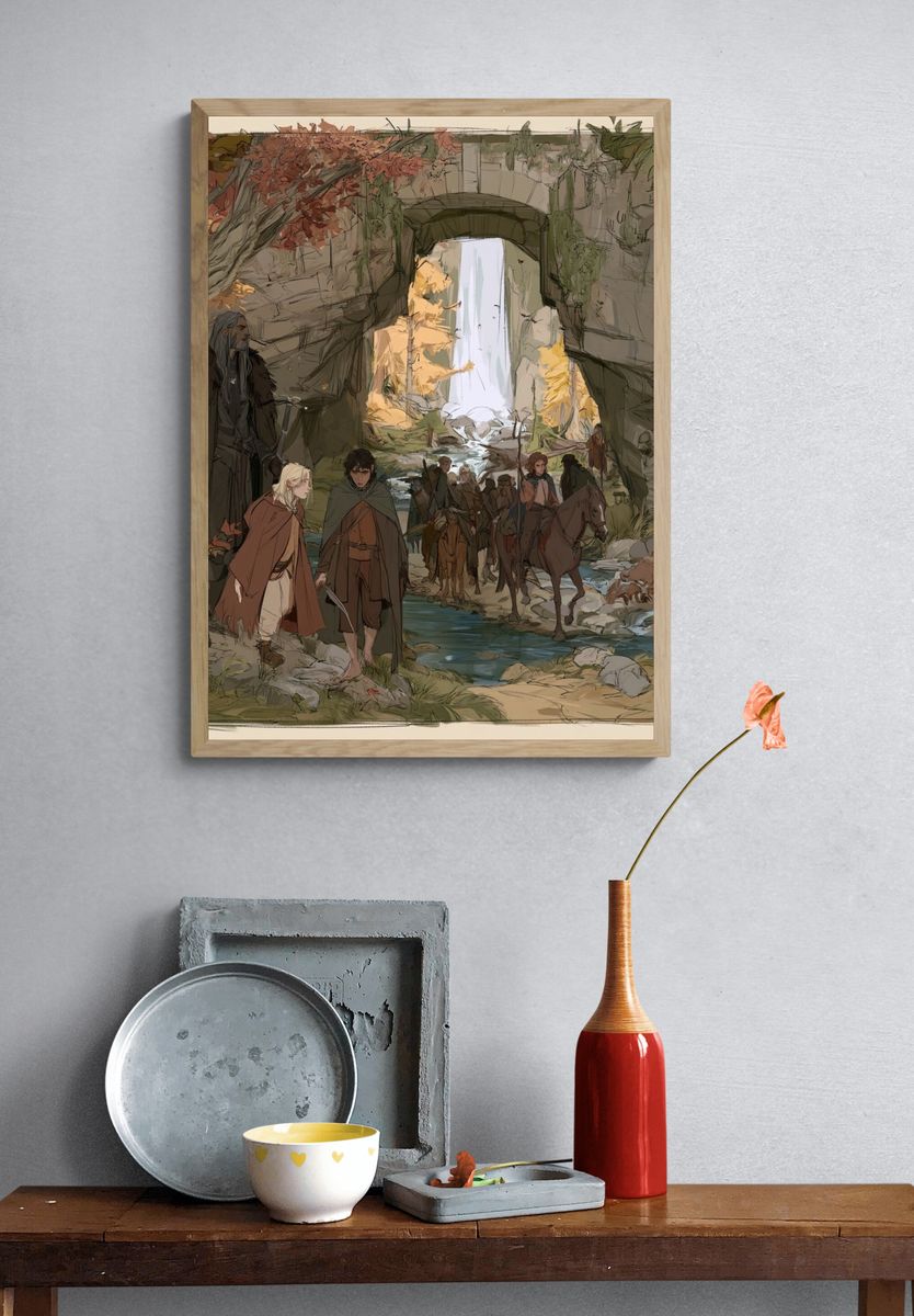 Fantasy Travelers Waterfall Print. — room view 3
