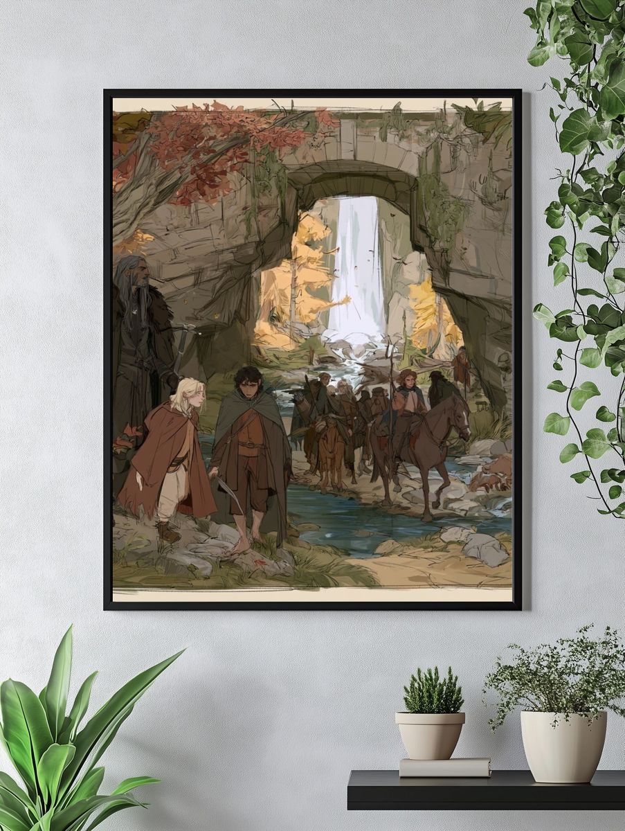 Fantasy Travelers Waterfall Print. — room view 4