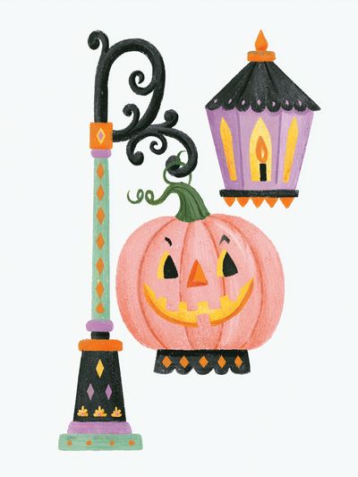 Halloween Pumpkin Lantern Illustration Poster. poster