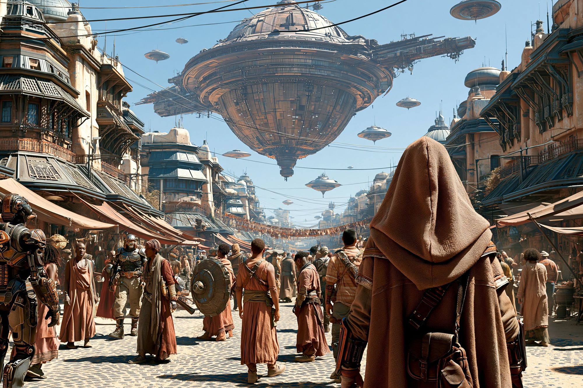 Sci-Fi Market Street Illustration Poster. poster — illustration art