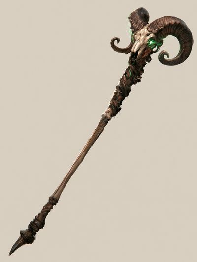 Demonic Ram Staff Illustration Poster.