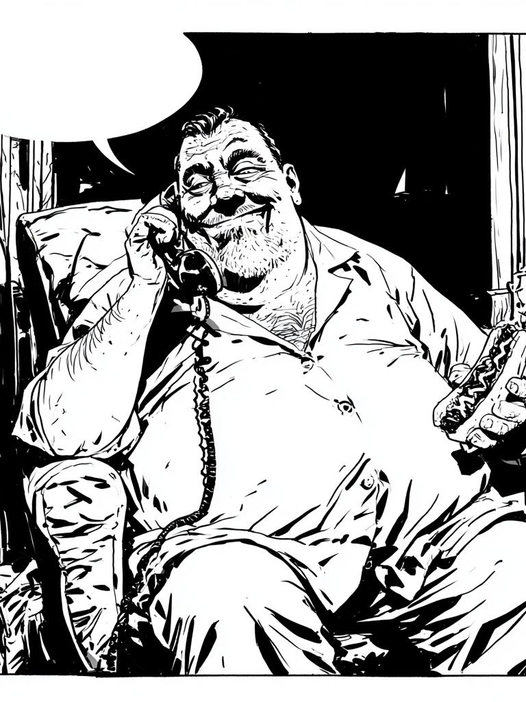 Smirking Man on the Phone Poster. poster detail