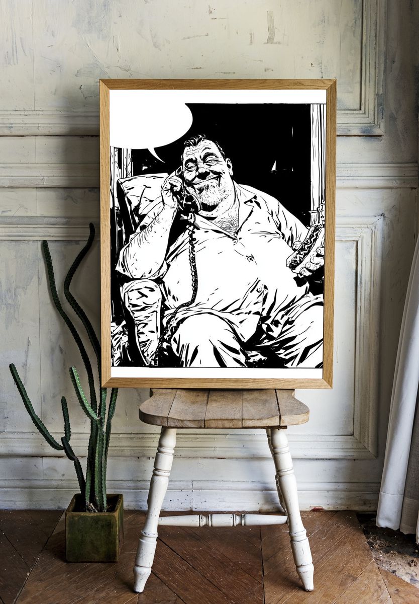 Smirking Man on the Phone Poster. — room view 1