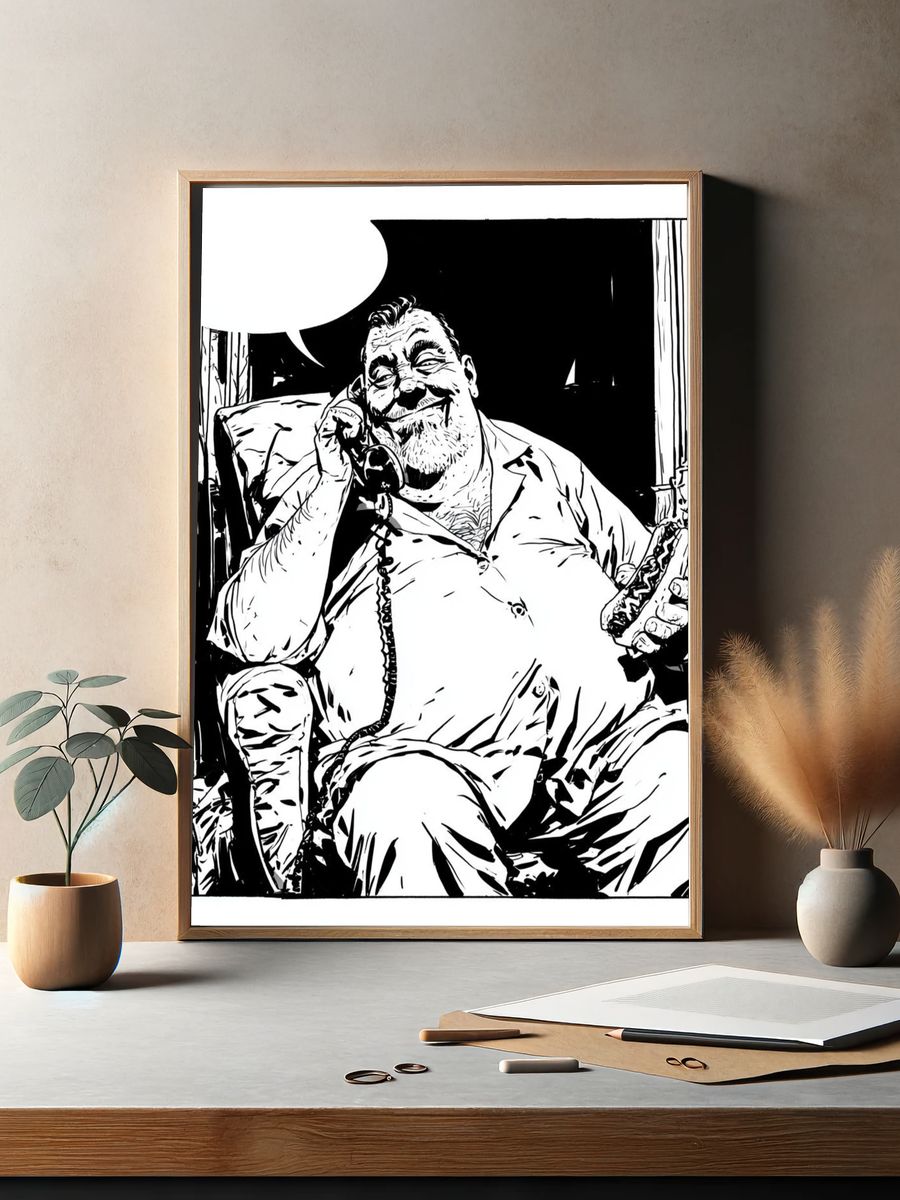 Smirking Man on the Phone Poster. — room view 2