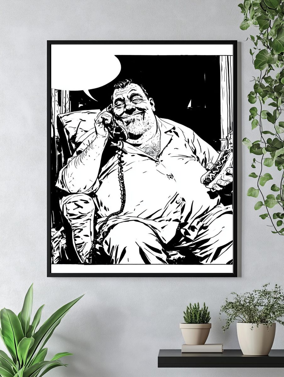 Smirking Man on the Phone Poster. — room view 4
