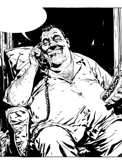Smirking Man on the Phone Poster.
