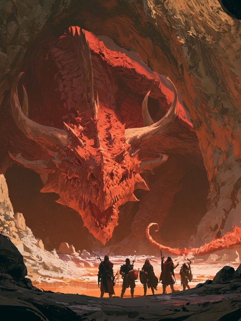 Dragon Cavern Fantasy Poster. poster detail