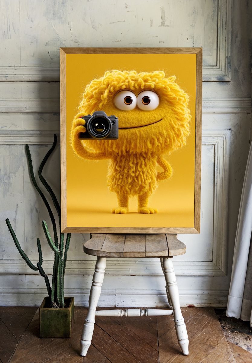 Yellow Camera Character Illustration Poster. — room view 1