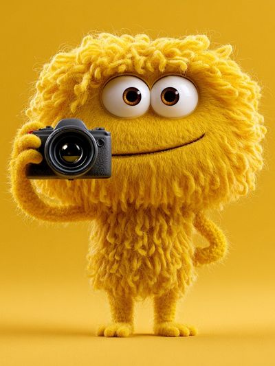 Yellow Camera Character Illustration Poster.