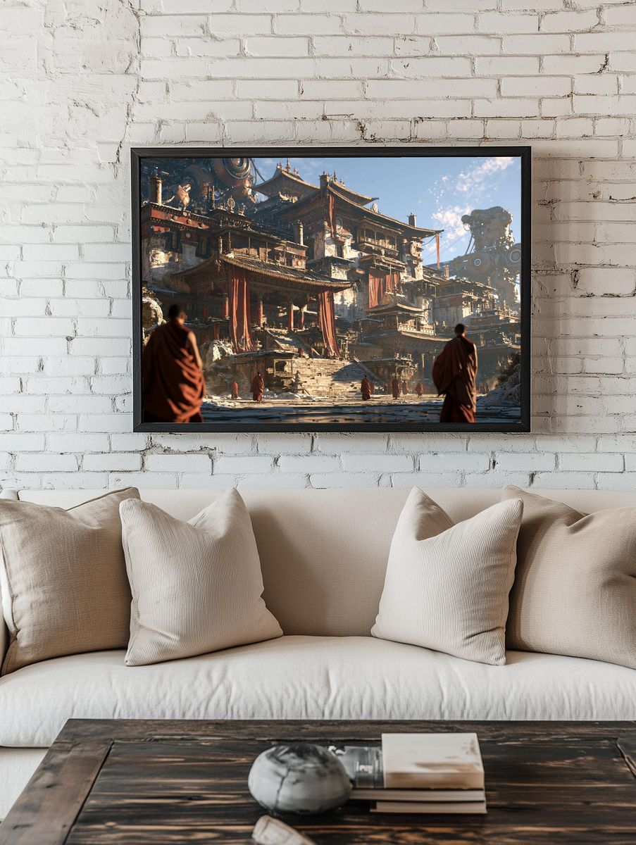 Futurist Monastery Temple Poster. room preview