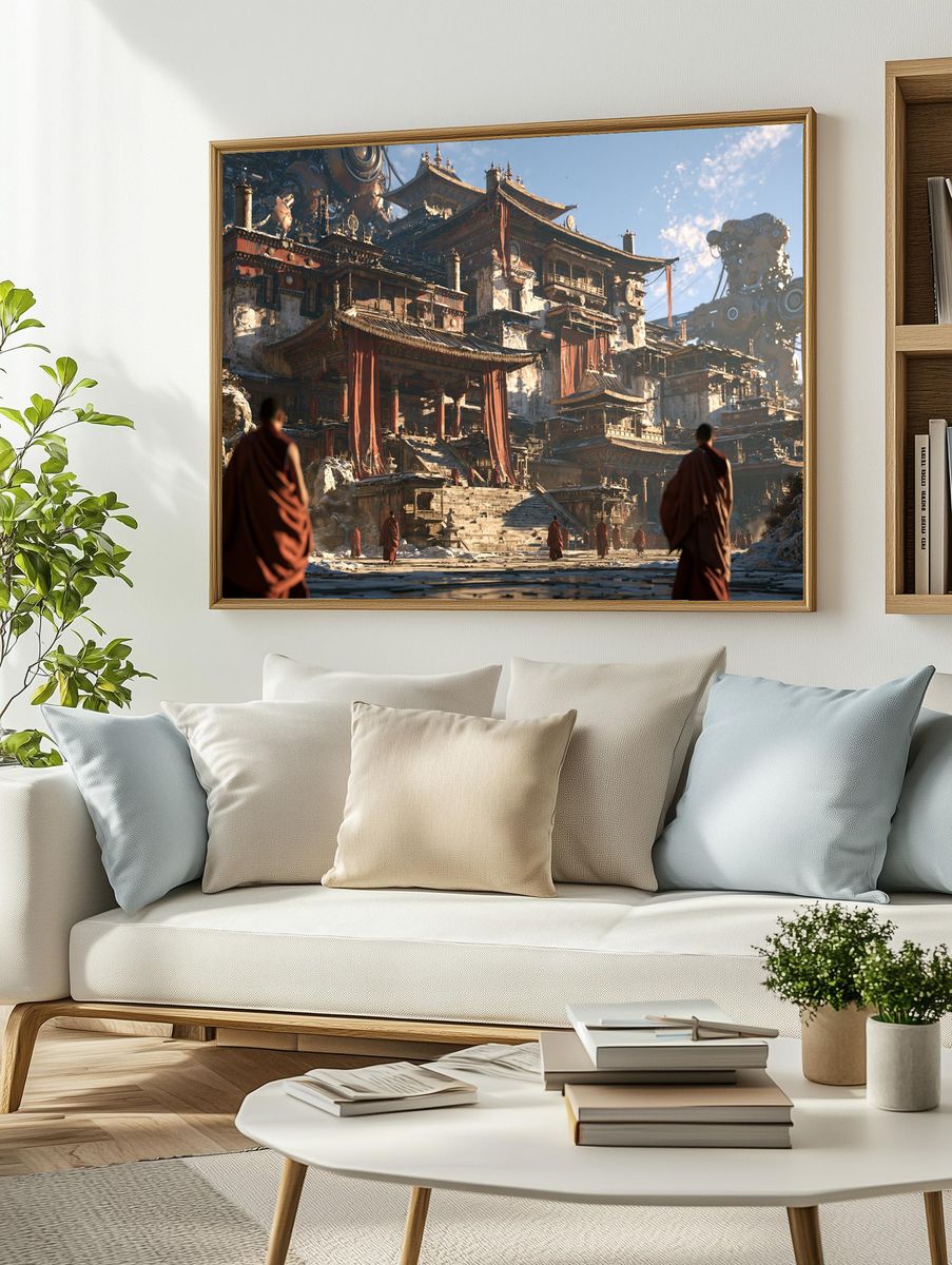 Futurist Monastery Temple Poster. — room view 2