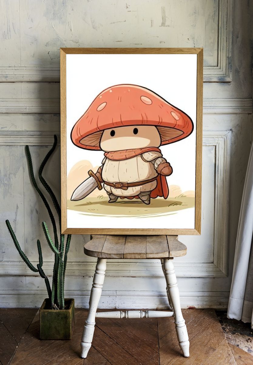 Mushroom Knight Cartoon Poster. room preview