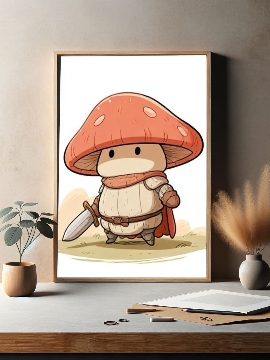 Mushroom Knight Cartoon Poster. — room view 2
