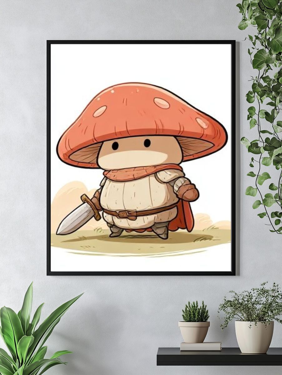 Mushroom Knight Cartoon Poster. — room view 4