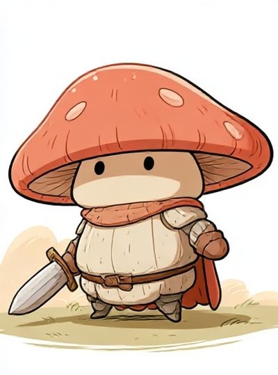 Mushroom Knight Cartoon Poster.