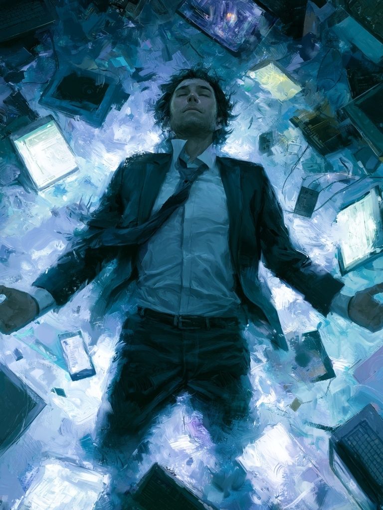 Floating Man Sci-Fi Illustration Poster. poster — illustration art