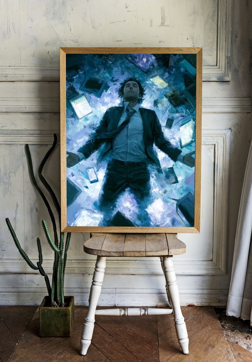 Floating Man Sci-Fi Illustration Poster. room preview