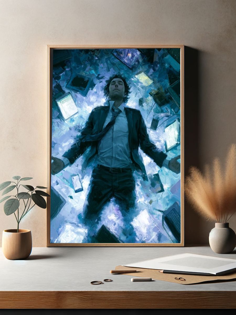 Floating Man Sci-Fi Illustration Poster. — room view 2