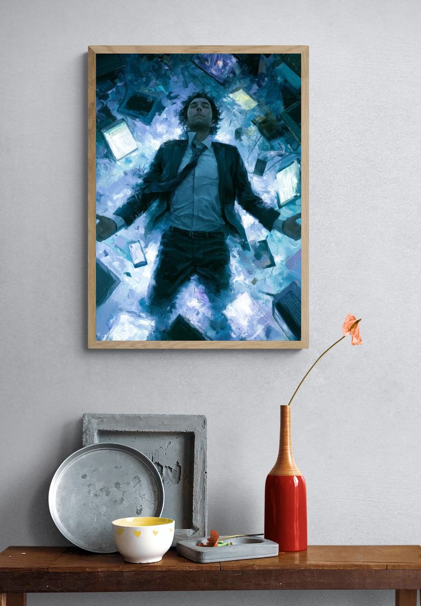 Floating Man Sci-Fi Illustration Poster. — room view 3