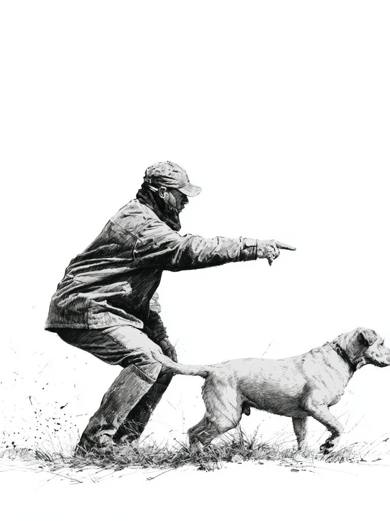 Hunter and Dog Sketch Poster. poster detail