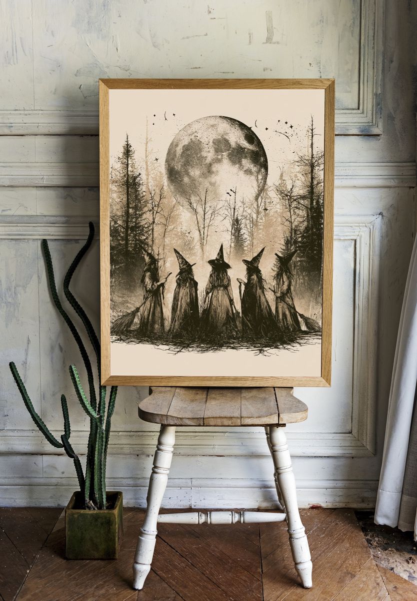 Witch Moon Forest Illustration Poster. room preview