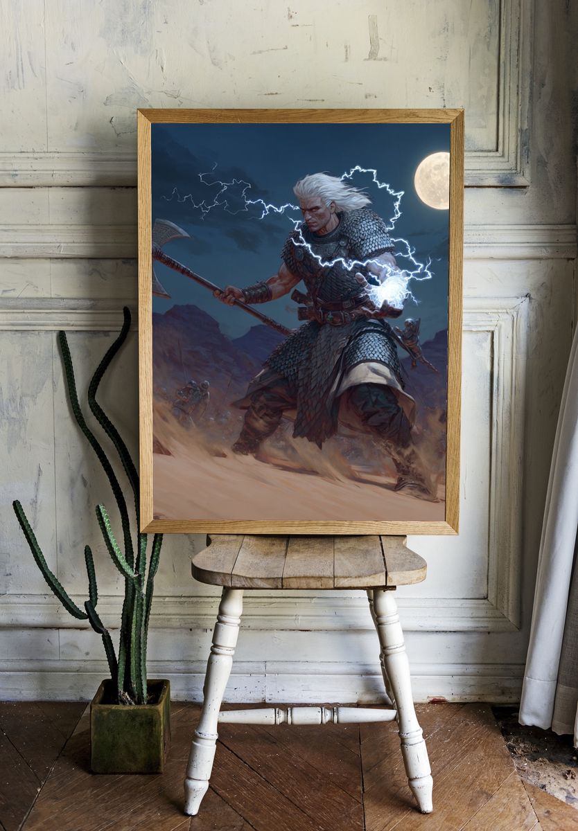 Storm Warrior Fantasy Print. room preview