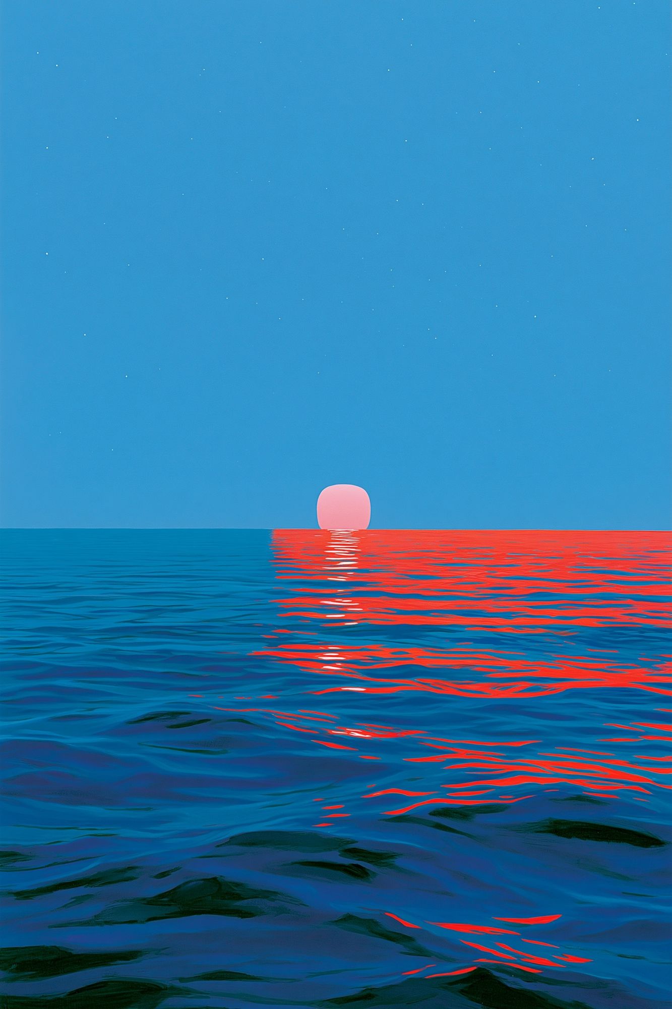 Neon Horizon Ocean Print. poster — illustration art