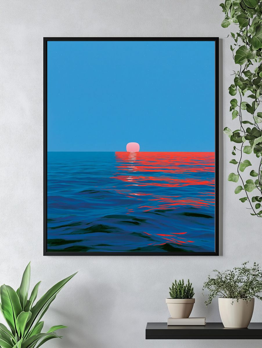 Neon Horizon Ocean Print. — room view 4