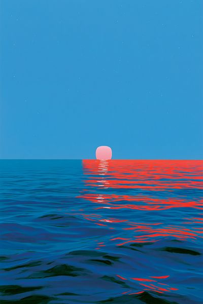 Neon Horizon Ocean Print. poster