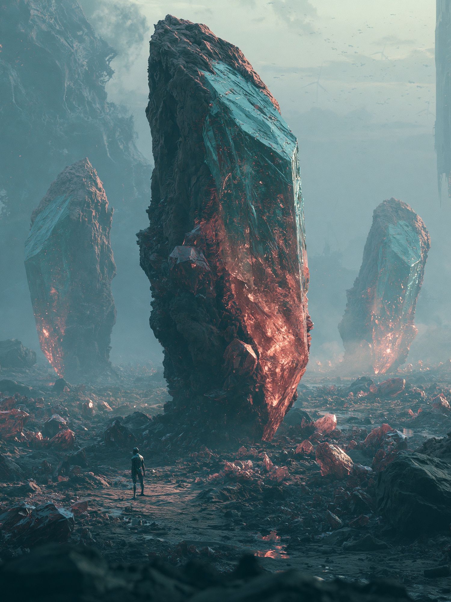 Alien Crystal Landscape Sci-Fi Print. poster — illustration art