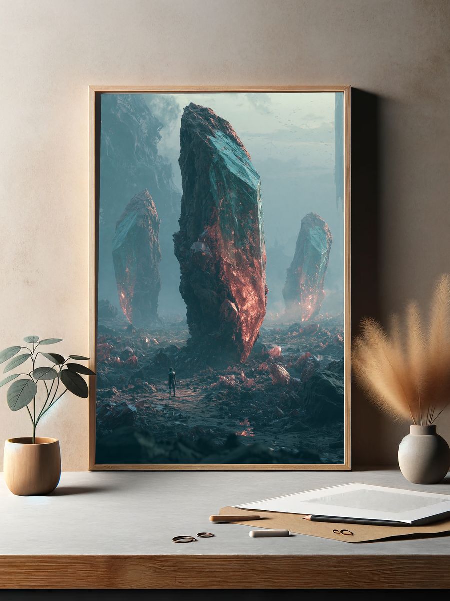 Alien Crystal Landscape Sci-Fi Print. — room view 2