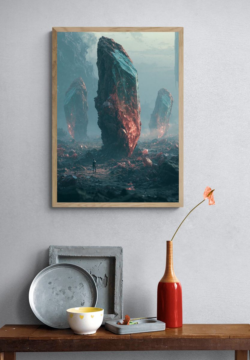 Alien Crystal Landscape Sci-Fi Print. — room view 3