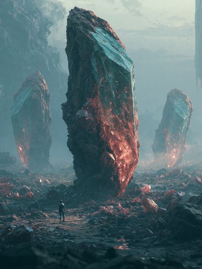 Alien Crystal Landscape Sci-Fi Print.