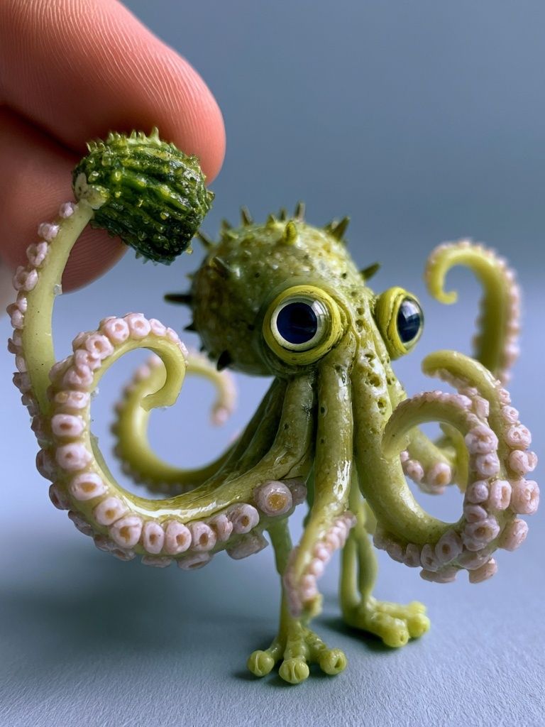 Cute Octopus Figurine Illustration Print. poster detail