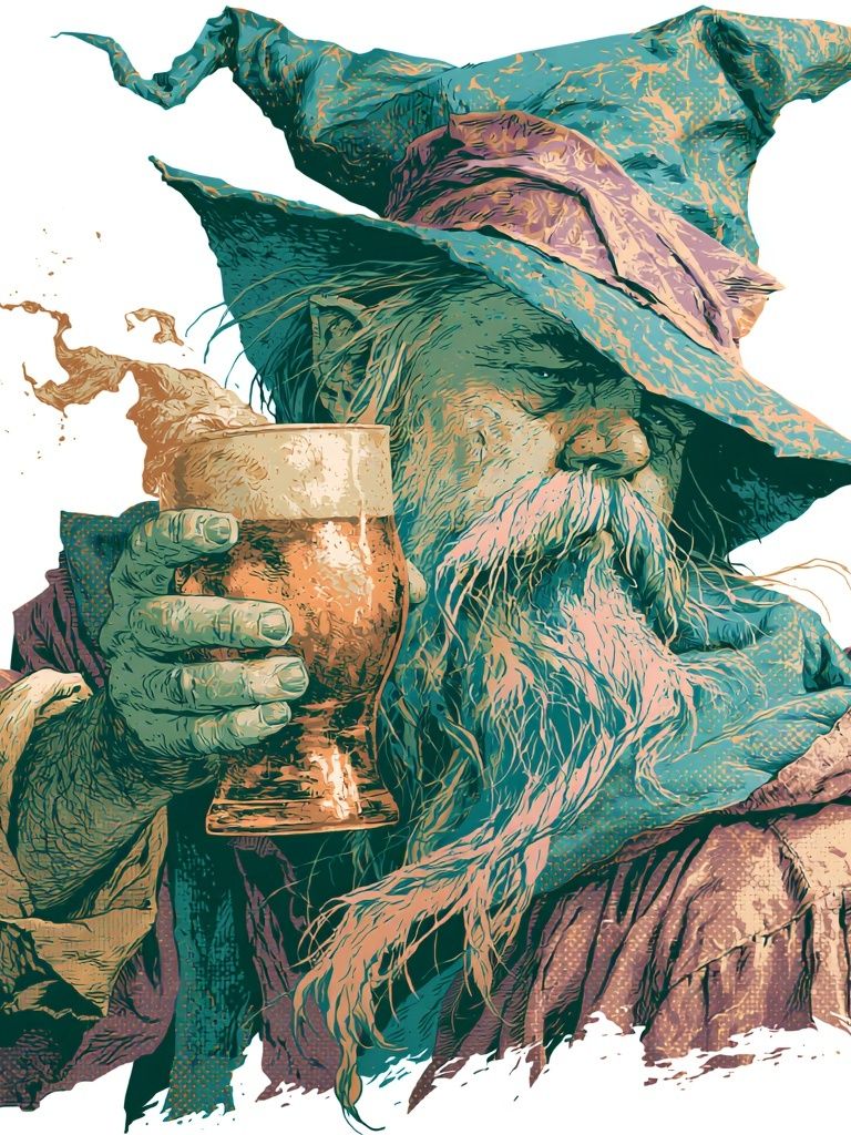 Wizard with Ale Illustration Poster. poster detail