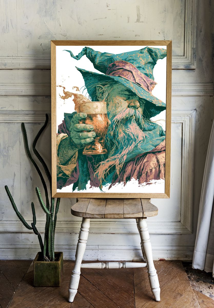 Wizard with Ale Illustration Poster. room preview
