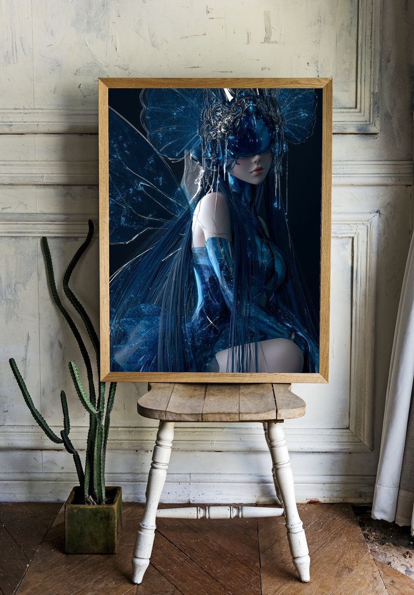 Blue Fairy Digital Art Poster. — room view 1